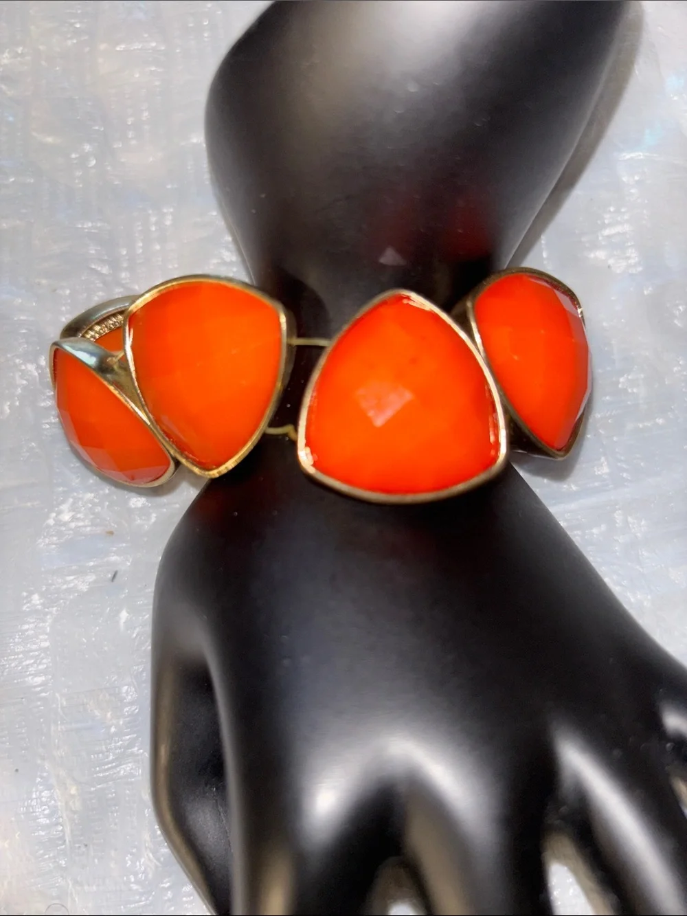 Gold-Tone Orange Stone Cuff Bracelet